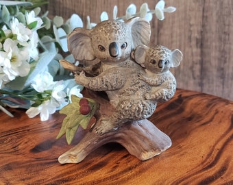 Vintage LEFTON Mama & Baby Koalas on Tree Branch Porcelain Figurine Gift for Koala Lover Birthday Gift