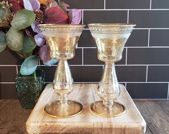 Vintage Venetian Hand Blown Cordial/Absinthe Glass Set with Floral Etching & 22K Gold Gilding | Wedding Gifts Anniversary Gifts