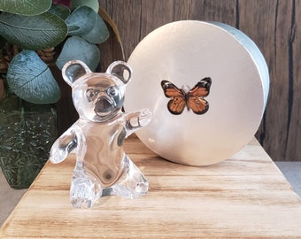 Vintage Daum France Crystal Glass Teddy Bear Paperweight/figurine