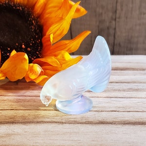 Vintage 1980&#39;s Retired Sabino Opalescent Glass Dove with Head Down Figurine Made in France | Gifts for Sabino Glass Collector Holiday Gifts