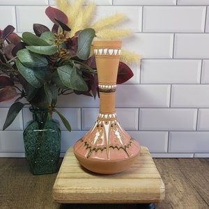Vintage signierte Bonis Keramik handgefertigte griechische Tonvase mit handgemalter Emaille | Geschenke für Keramik Sammler Home Decor Geschenke