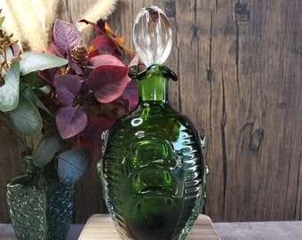 Vintage Aseda Sweden Green Cased Glass Decanter with Stopper by Bo Borgstrom