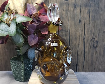Vintage Aseda Sweden Amber Glass Decanter with Stopper by Bo Borgstrom