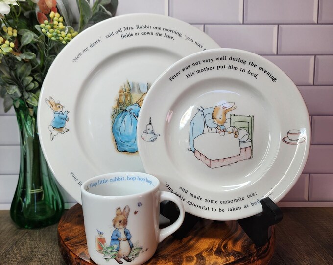 Peter Rabbit Ceramic Collection Beatrix Potter Wedgwood Peter Rabbit Porcelain 3 Piece Set Gift for ...