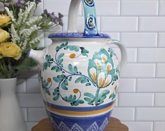 Vintage Signed "Italica Ars" Pottery Garden Decor Vase Hand Painted Made in Italy