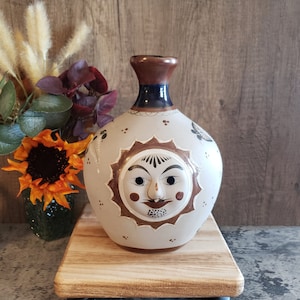 Vintage J. Santana Tonala Keramik Vase: Mexikanische Sonne & Blumenkunst