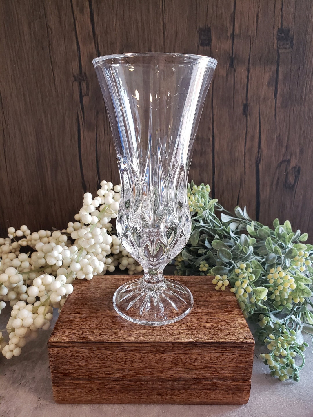 Vintage Gorham althea Full Lead Crystal Pedestal Vase Made in Germany