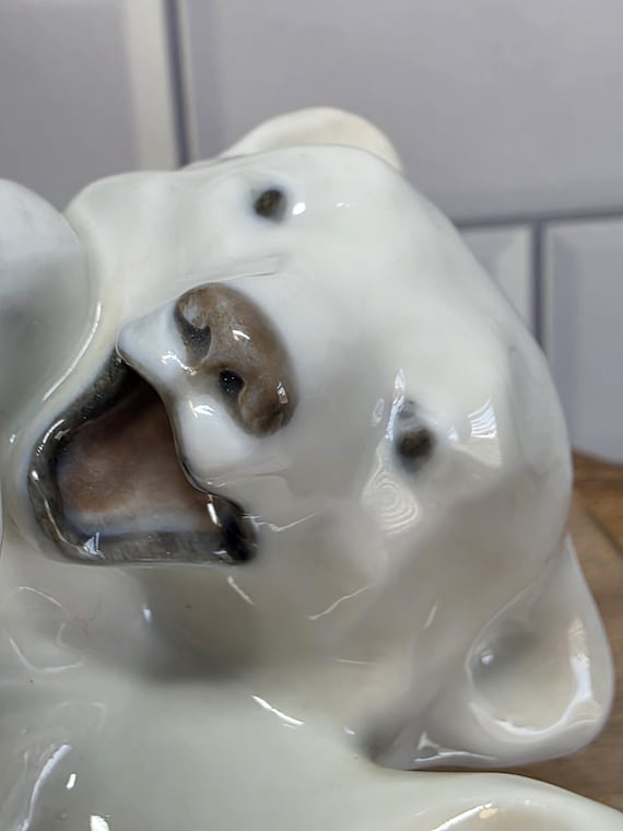 Vintage 1962 Royal Copenhagen Porcelain Polar Bear Cub Figurine