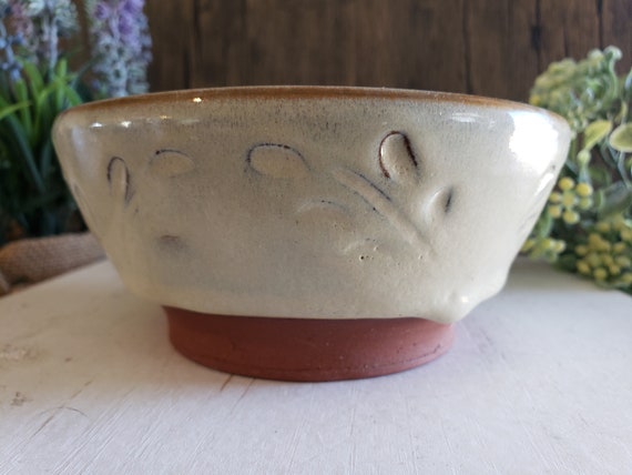 Ceramic hand made studio terracotta art clay thrown bowl pot