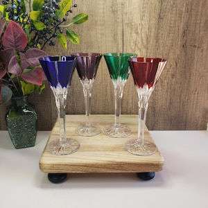 AJKA Castille Albinka Crystal Cut to Clear Set of 4 Cordial Glasses Made in Hungary | Wedding Gifts Anniversary Gifts Holiday Entertaining