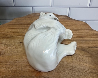 Vintage 1962 Royal Copenhagen Porcelain Polar Bear Cub Figurine