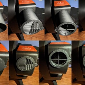 May include: A set of ten different 3D printed nozzle attachments for a 3D printer. The attachments are black and have various shapes and sizes. The attachments are designed to be used with a 3D printer to create different types of objects.