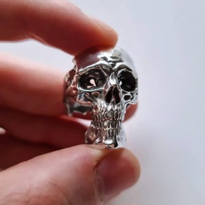 Unique Skull Ring, 925 Sterling Silver Skull Mens Ring, Gothic Ring, Biker Ring, Skull Silver Mens Jewelry, Skull Ring for Men, Gift For Him