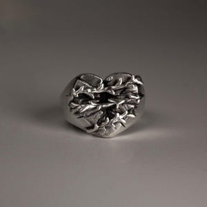 Chunky Heart Ring Solid Silver Ring. 925 Sterling Silver Heart Ring. Unique Heart Ring. Promise Ring. Handmade Jewelry. Gift For Her
