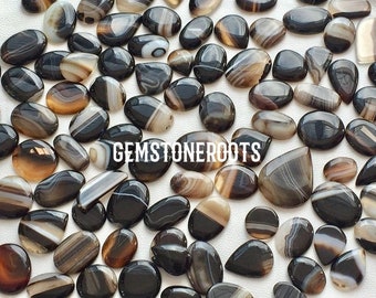 Black Banded Onyx Wholesale Cabochon / Unique Black Banded Onyx Lot / Banded Black Onyx Gemstone / Loose Onyx Gemstones / Bulk crystal