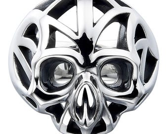 Sterling Silver Gothic Skull Ring, Men's Biker Jewelry