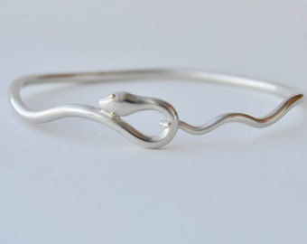 Manchette serpent - Bracelet serpent fait main - Bracelet serpent en argent sterling 925 pour elle - Bracelet jonc serpent vipère - Bracelet jonc en argent pour femme