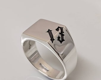 Herren Biker 925 Sterling Silber Glücksring 13 - Herren Silberring - Ring Rock Roll Punk Party Biker Schmuck - Jahrestag Geschenke für Ihn