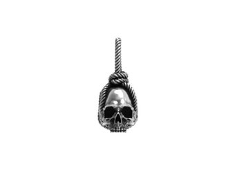 Skull Rope Pendant. Memento Mori Necklace. Anatomical Skull. 925 Sterling Silver Skull knot Pendant. Goth Jewellery. Unique Skull Pendants