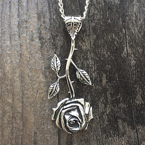 Silver Rose Pendant, 925 Sterling Silver Rose Pendant, Rose Charm, Flower Jewelry, Gift For Her, Anniversary Gift, Flower Silver Pendant