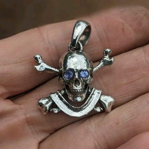 Schädel Kreuz Knochen Anhänger, 925 Silber Schädel Anhänger, Gothic Schmuck, Schädel Anhänger Silber, Geschenk für ihn, Schädel Halskette, handgemachter Schmuck