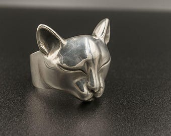 Katzen Ring. 925 Sterling Silber Katze Ring Schlafende Katzen Ring. Geschenk für sie. Zarte Silber Ring. Tierliebhaber Geschenk. Katzen-Liebhaber-Schmuck
