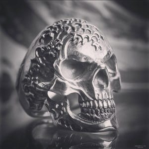 925 Silber Schädel Ring, Schmuck für ihn, Sea Waves Schädel Ring, Memento Mori Ring, Gothic Schmuck, Geschenke für ihn,
