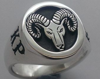 Aries Zodiac Silver Signet Ring, Male Pinky Ring, Aries Ram Ring, Astrology Ring, Horoscope Jewelry, Gift For Him, 925 Silver Aries Ring