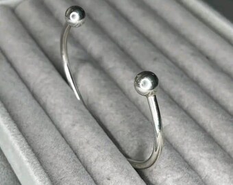 Sterling Silver Torque Bangle | Minimalist Cuff Bracelet for Men
