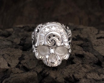 925 Sterling Silber Schädel Gothic Ring - Schädel Punk Ring - Einzigartiger Schädel Ring - Silber Herren Schmuck - Ring für Männer - Halloween Geschenk für ihn