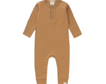 ROMP Long Sleeve Henley Romper - Cedar | Gender Neutral Unisex Baby Girl Baby Boy Toddler Baby Clothes Baby Shower Gift Button Baby Romper