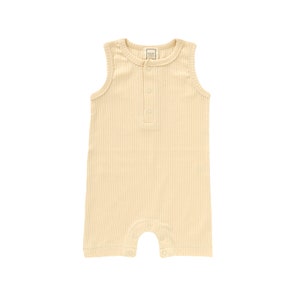 ROMP Tank Shortie - Cream | Gender Neutral Unisex Baby Girl Baby Boy Toddler Baby Clothes Baby Shower Gift Ribbed Organic Cotton Baby Romper