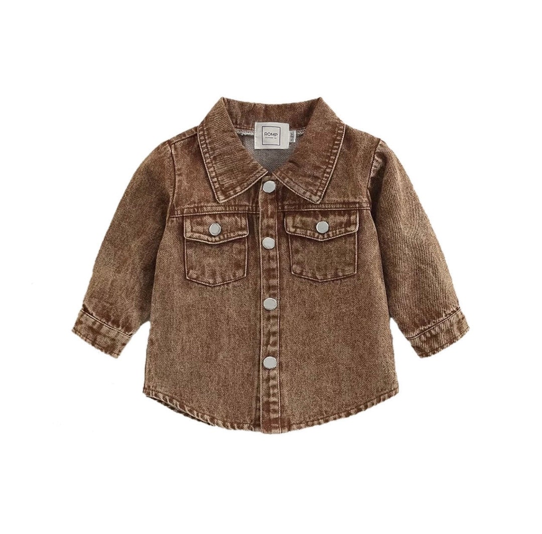 Brown Denim Baby Shacket: Distressed Cotton Unisex Jacket - Etsy UK