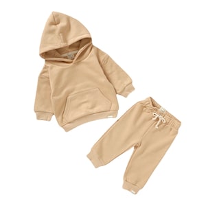 ROMP Felpa con cappuccio e pantaloni della tuta - Biscotti / Cotone biologico Genere neutro Unisex Bambina Bambino Bambino Vestiti per bambini Jogger Felpa Pantaloni della tuta Outfit Set