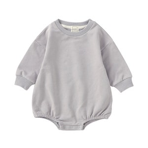 ROMP Organic Cotton Oversized Sweater Romper, Baby & Toddler Gender Neutral Sweatshirt Bubble Romper Onesie Bodysuit, Baby Shower Gift