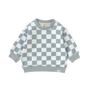 ROMP Maglione a quadri - Acciaio / Cotone biologico Unisex Bambino Bambina Bambino Jogger Felpa Pullover Maglione