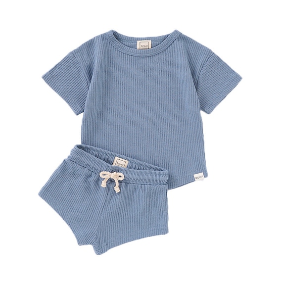 Slate Waffle Knit Short Set Slate Waffle Knit Short Set