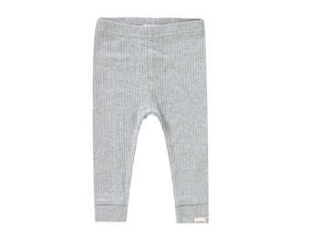 Gerippte Baby Leggings aus Bio Baumwolle - Steingrau