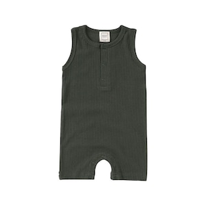 ROMP Tank Shortie - Forest | Gender Neutral Unisex Baby Girl Baby Boy Toddler Baby Clothes Baby Shower Gift Ribbed Organic Cotton Romper