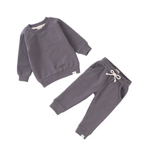 Completo Jogger ROMP - Grafite/Cotone Biologico, Unisex, per Neonata, Bambino, Neonato, Bambino, Maniche Lunghe, Jogger, Completo