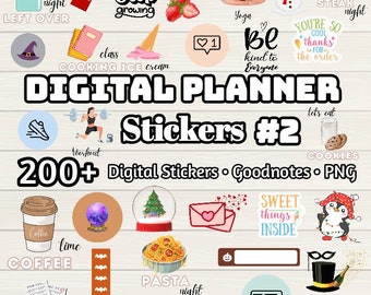 200+ Digital Planner Stickers: Pre-Cropped Goodnotes PNGs