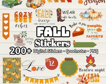 Fall Planner Stickers: 200+ Autumn Graphics for Goodnotes (PNG)