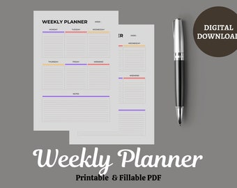 Weekly To Do List, Planner Printable, To -do List Minimalist Weekly Planner, Weekly Agenda, Week At A Glance, Week On One Page, Printable