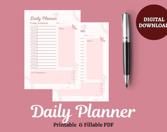 Daily Planner Printable, Print at home daily planner, today&#39;s plan template, priority planner, letter size, PDF Printables, To- Do List