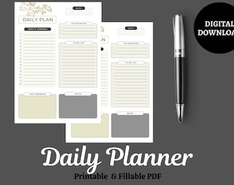 Planner giornaliero stampabile: formato lettera e A4 (PDF stampabili)