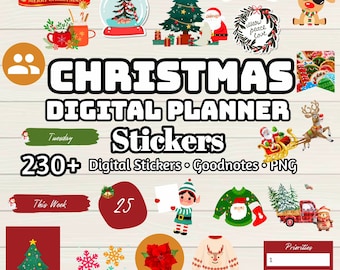 Christmas Digital Planner Stickers – 230+ Goodnotes PNGs (Digital Download)