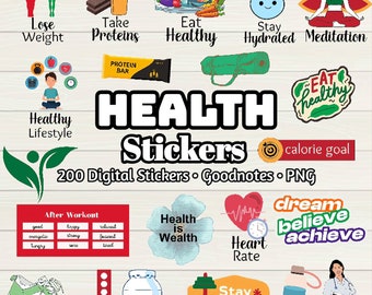 Diet Digital Stickers: Health & Wellness, Goodnotes PNG (200)