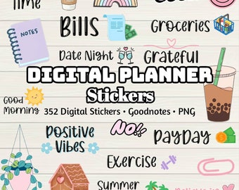 Digital Planner Digital Stickers - 350+ Stickers, Goodnotes file, Pre-Cropped Individuals, PNGs Digital Stickers, Pre-cropped iPad Stickers