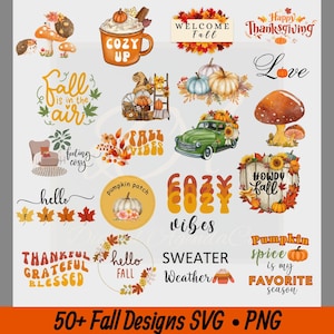Autumn SVG Bundle: 51 Fall Designs (Digital Download)