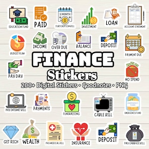 Financial Digital Stickers - 200+ Stickers, Goodnotes file, Pre-Cropped Individuals, PNGs Digital Stickers, Pre-cropped iPad Stickers